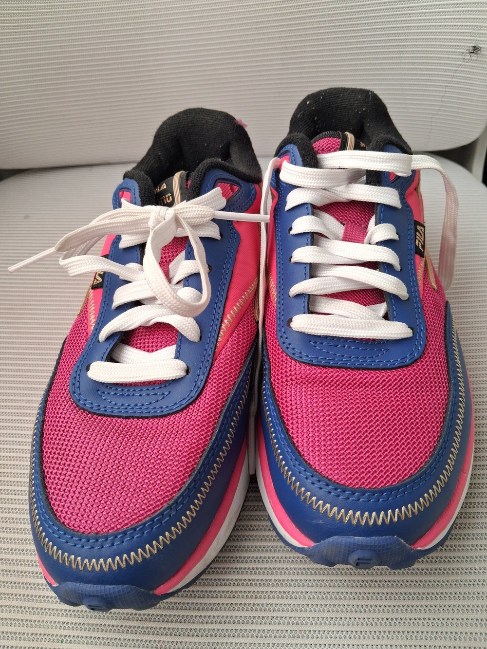 Fila Women's Pink and Blue Mesh Lace-Up Sneakers